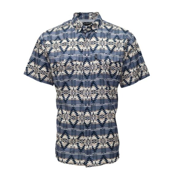Hooey Men's 3XL Short Sleeve Lost Mine Aztec Pattern Snap Shirt Folkstone Grey/W - Picture 1 of 3